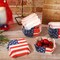 600 Pcs Patriotic Square Cupcake Liners Cupcake wrappers with red, white, and blue stars for July 4th.